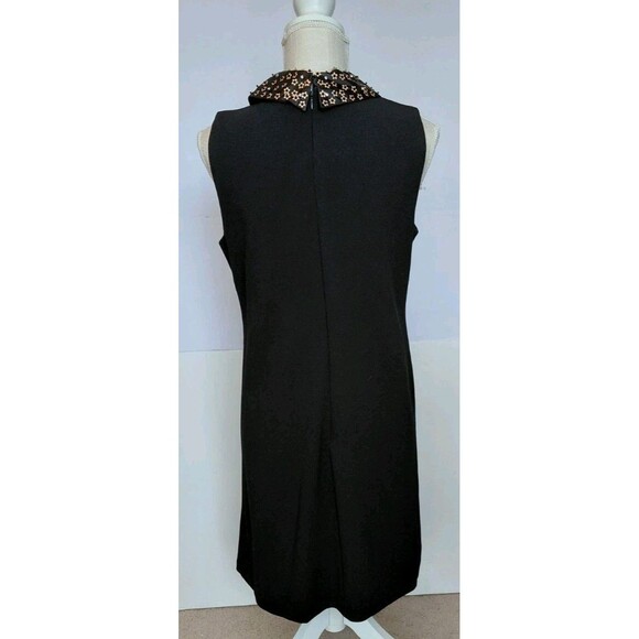Betsey Johnson Black Sleeveless Lined A-Line Dress with Embellished Collar Sz 8 - Picture 4 of 11